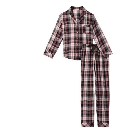 Victoria's Secret Other - VICTORIA'S SECRET XXL PJ SET sleepwear flannel PINK black gray white PLAID black